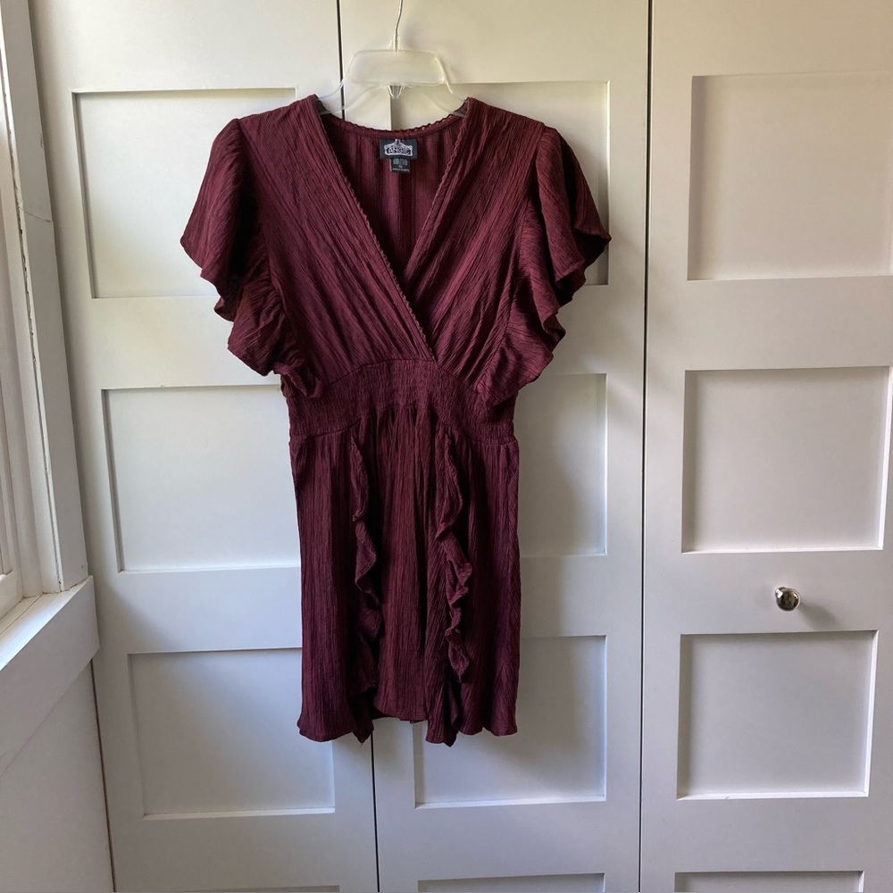 Angie Deep  Burgundy Red Textured Dress